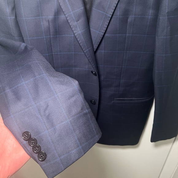 Emporio Armani G Line Super 140's Navy Plaid Blazer US 40 EU 50 Wool - Picture 5 of 14